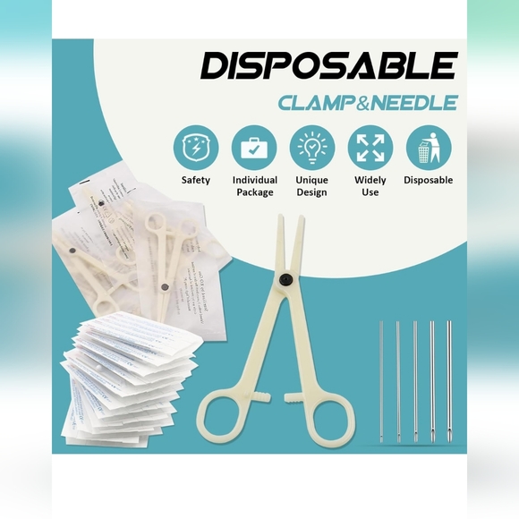 Body piercing needles and piercing clamp - Picture 1 of 5